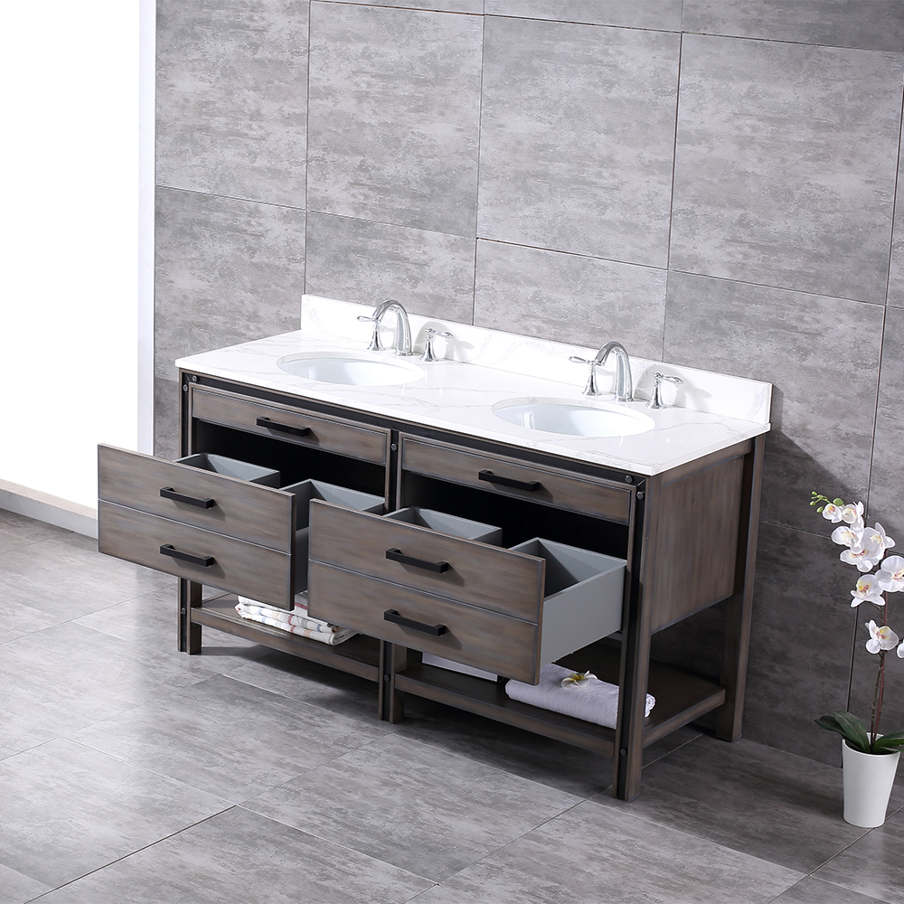 60 inch antique grey floor mounted Bathroom Vanity