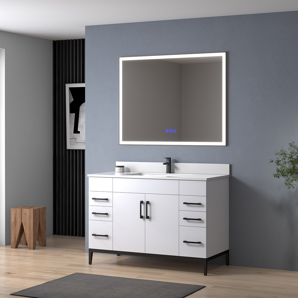 48 inch stainless steel white Bathroom Vanity