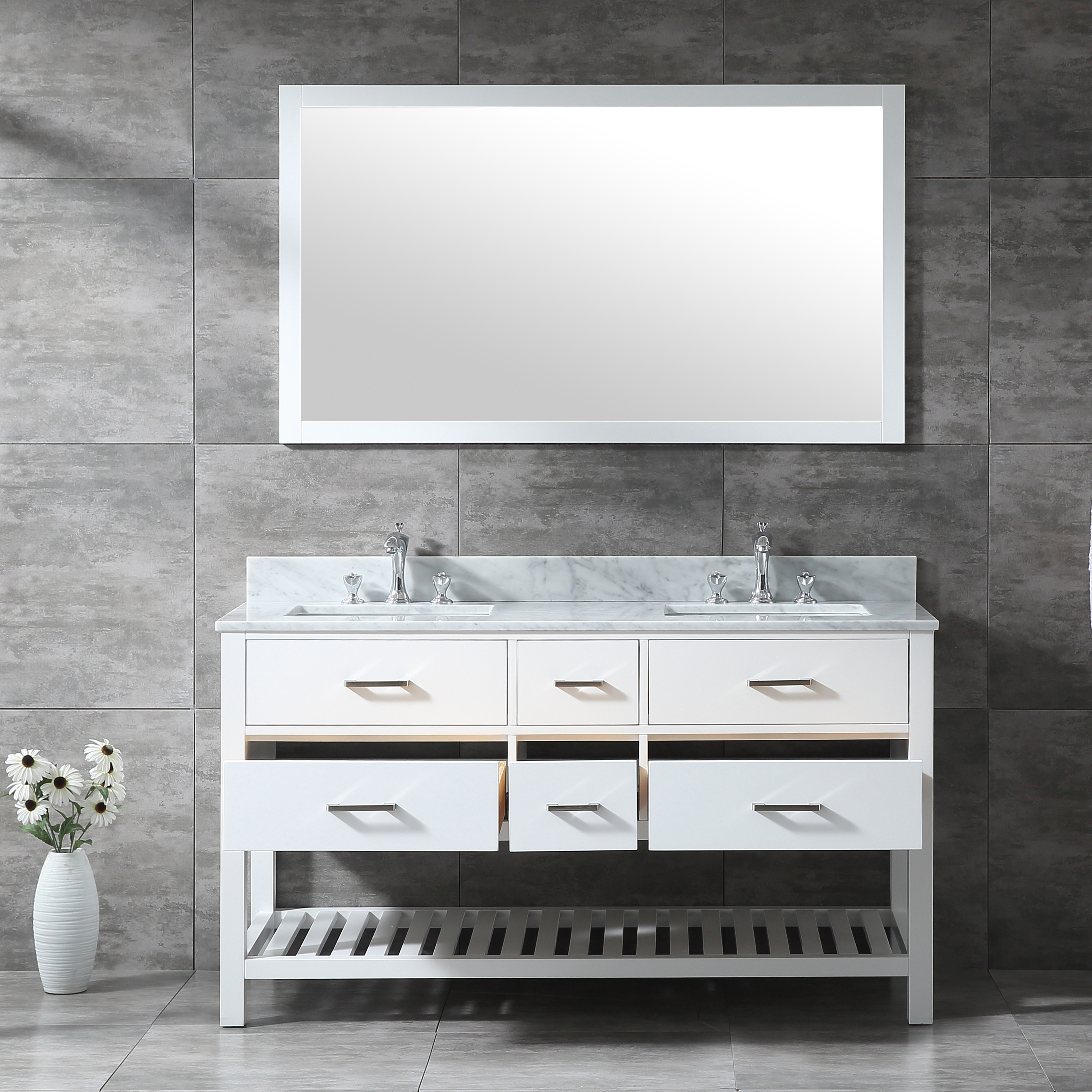 60 inch white corner Bathroom Vanity