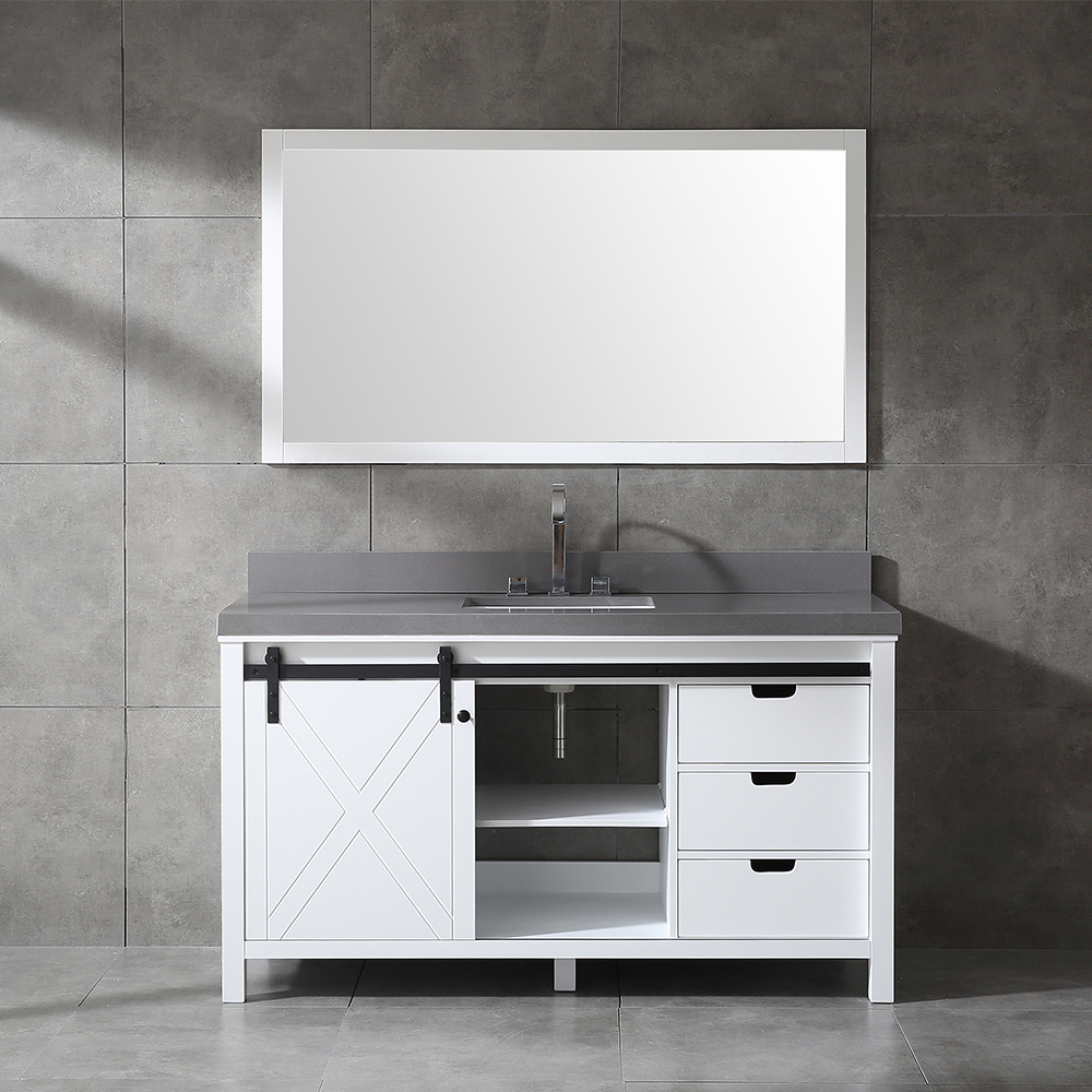 60 inch white modern floor mounted Bathroom Vanity