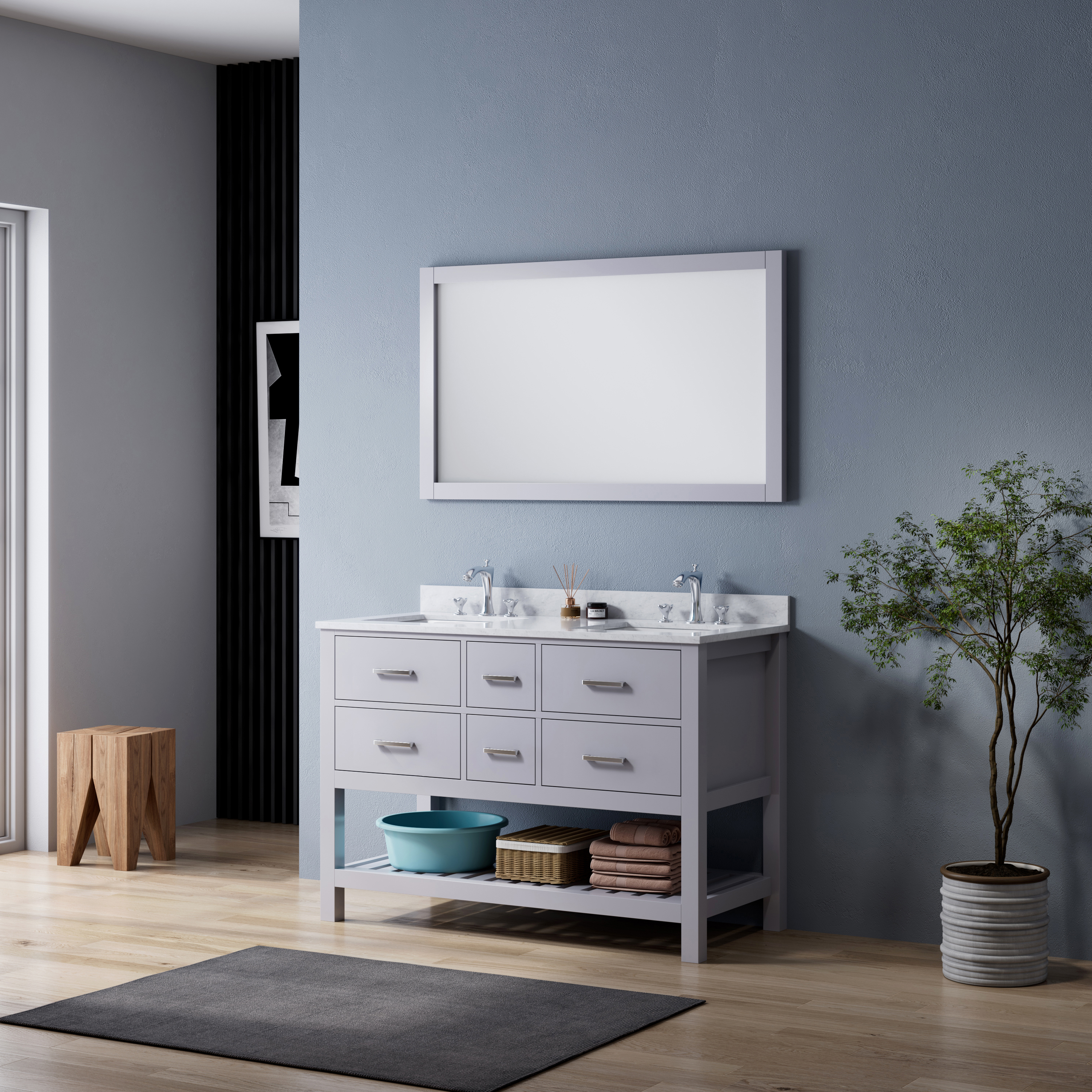 48 inch grey corner Bathroom Vanity