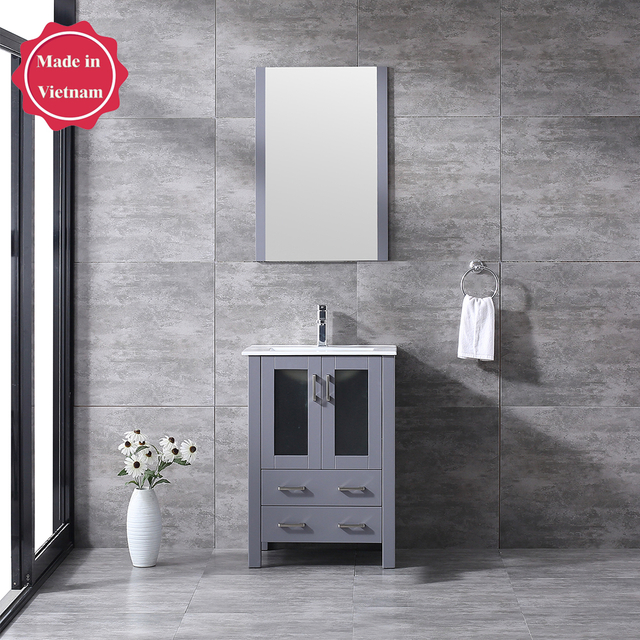 China floor mounted dark grey 24 inch Bathroom Vanity manufacturers ...