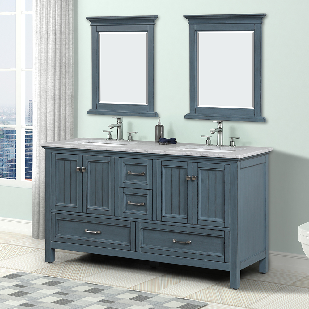60 inch antique blue countertop Bathroom Vanity