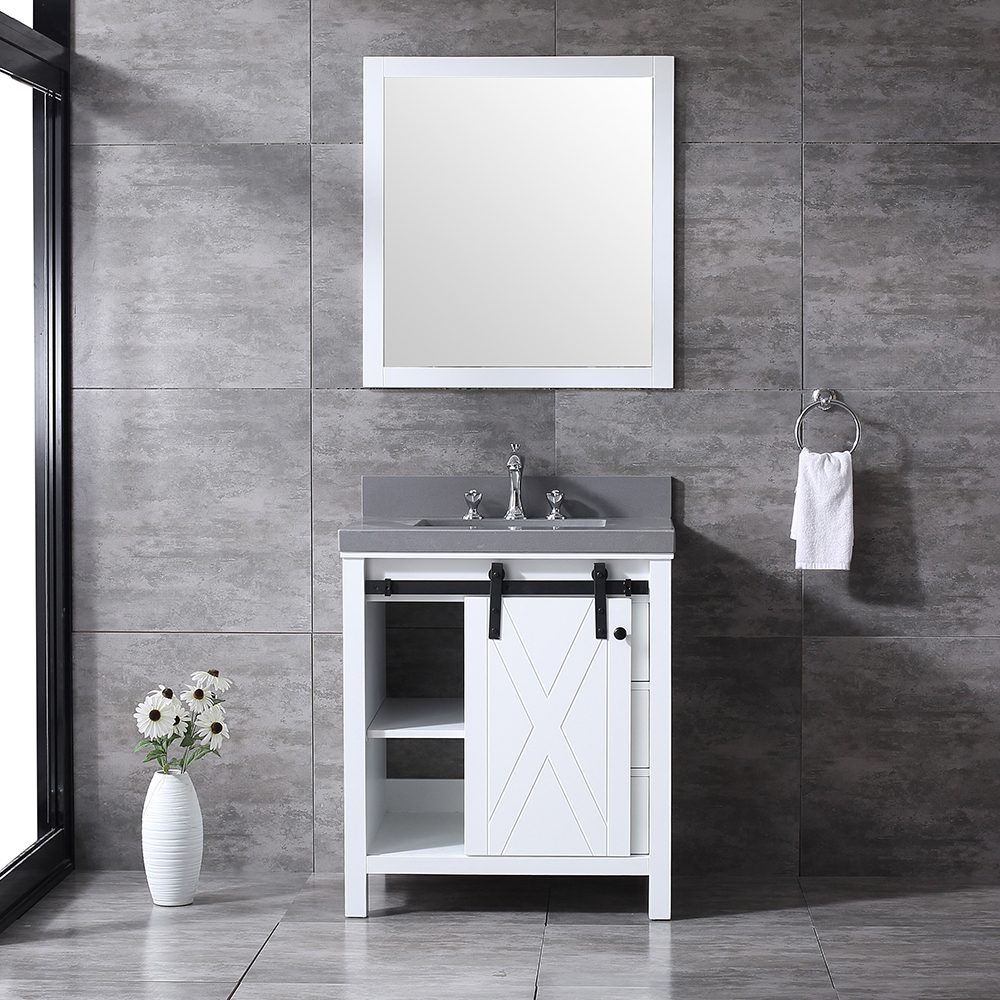 30 inch white modern corner Bathroom Vanity