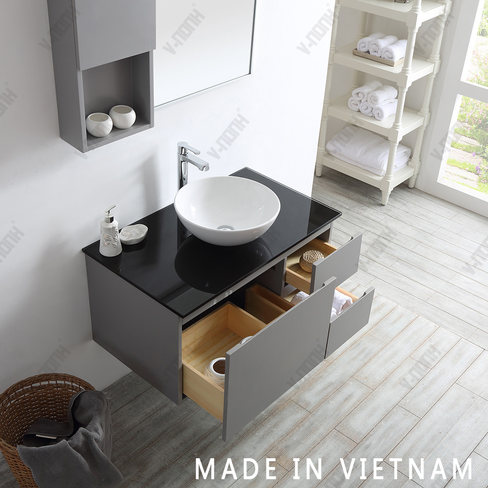 36 Inch Small Size Single Sink Solid Wood Cabinet Bathroom Vanity Grey Bathroom Cabinet 