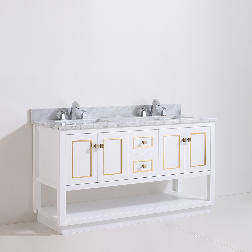 60 inch traditional white Bathroom Vanity for floor