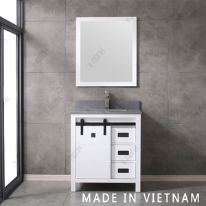 Vietnam 2020 New Design 30 Inch Bathroom Vanity Single Sink Bathroom Cabinet With Barn Door