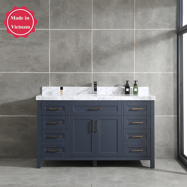 China free standing navy blue 60 inch Bathroom Vanity manufacturers