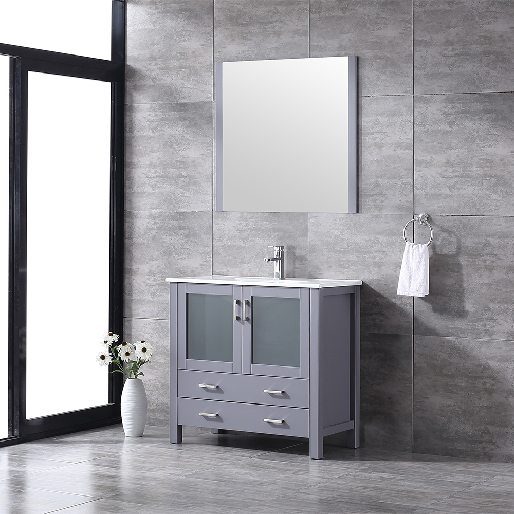36 inch gray floor mounted Bathroom Vanity