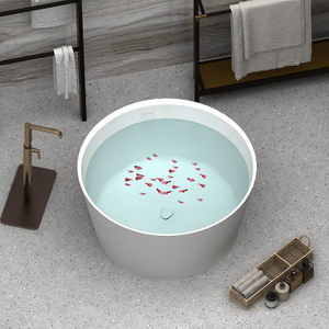 Circular shape free standing solid surface matt white bathtub