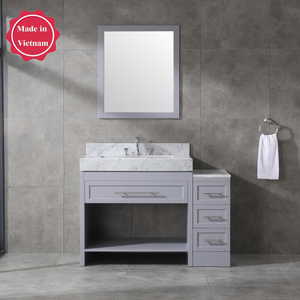 Grey free standing single sink bathroom vanity