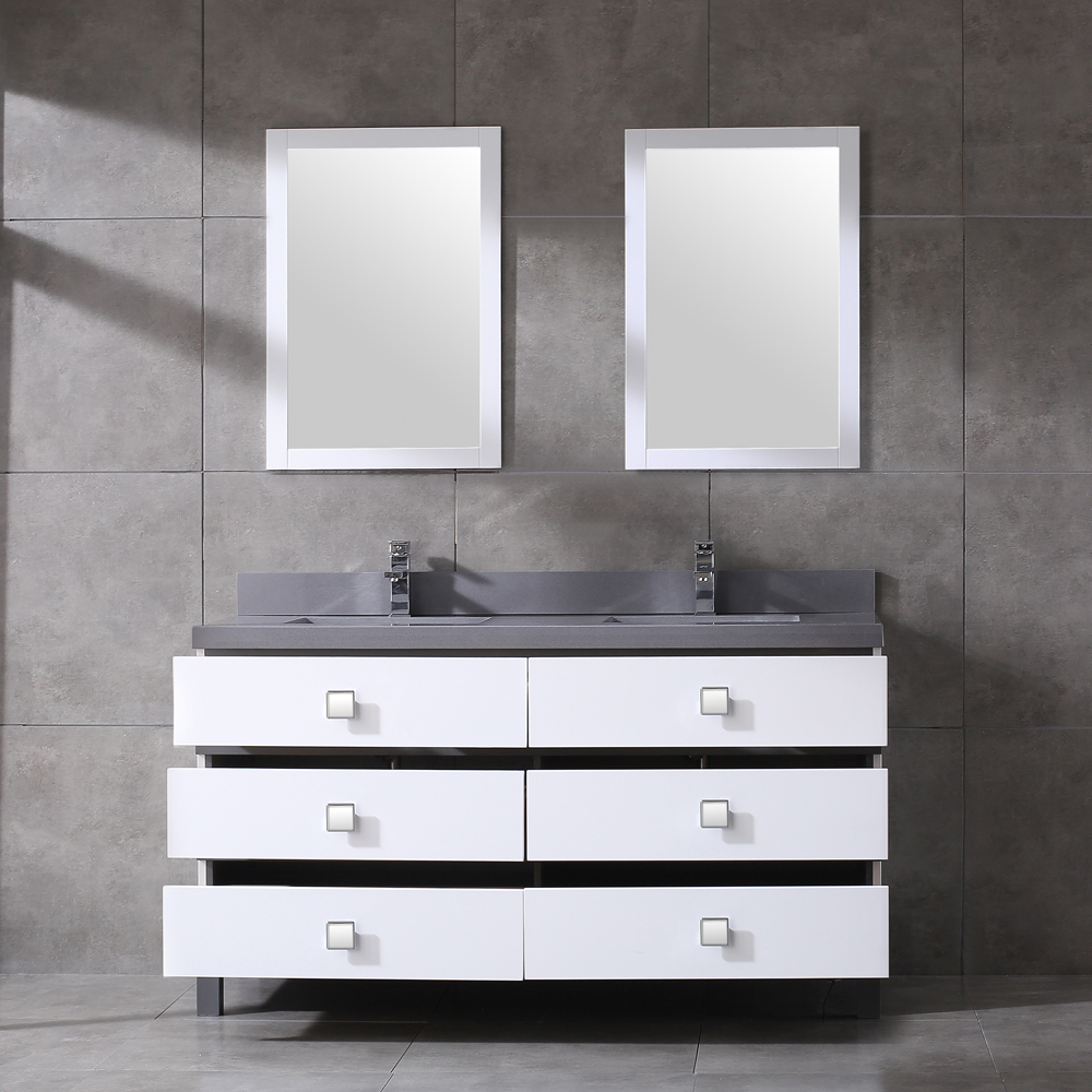 60 inch white double sinks free standing Bathroom Vanity